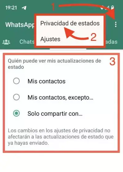 Quién puede ver mis estados en Android