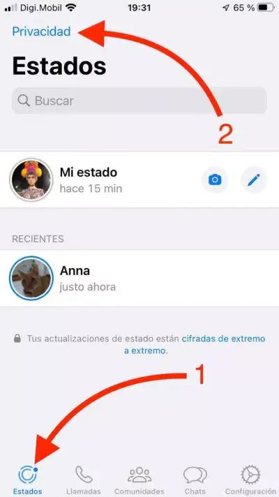 Quién puede ver mis estados en iPhone