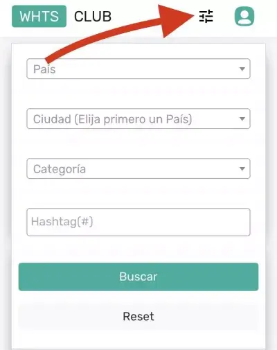 Pantalla de promoción de un grupo en el sitio web WHTS Club