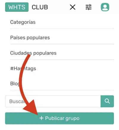 Pantalla de promoción de un grupo en el sitio web WHTS Club