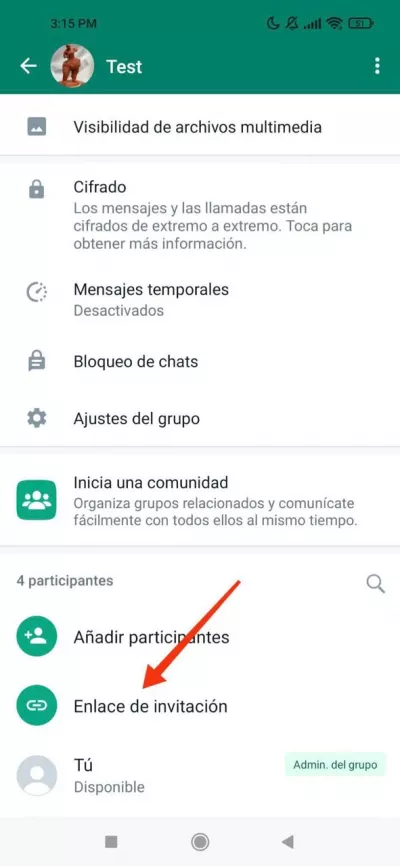 Agregar un enlace de invitación a un grupo de WhatsApp