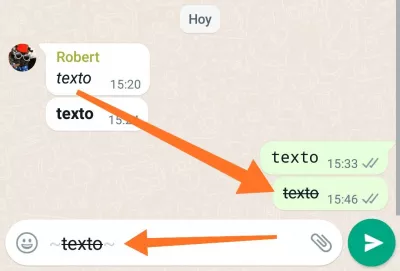 Cómo cambiar la fuente del texto en WhatsApp Tachado
