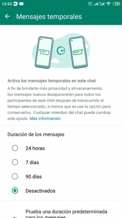Cómo enviar mensajes que se autodestruyen en WhatsApp - duracion de los mensajes