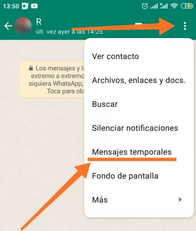 Cómo enviar mensajes que se autodestruyen en WhatsApp - Mensajes temporales