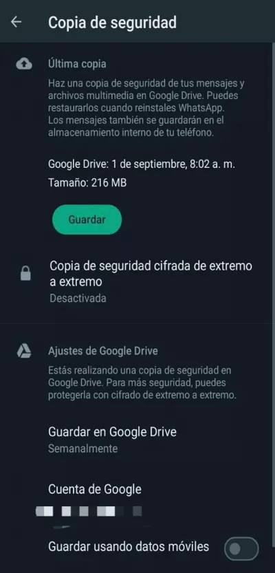Cómo hacer una copia de seguridad de tus chats y multimedia en WhatsApp