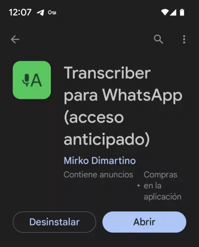 Descarga la aplicación Transcriber para WhatsApp desde Google Play Store